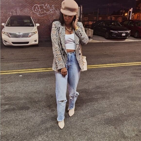 Cabi Python Snakeskin Print Blazer Jacket Animal Print Mobwife Contemporary - Picture 2 of 14